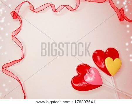 hearts red lollipops love concept valentine's day