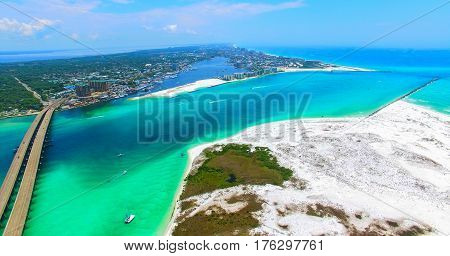 Destin. Redneck Beach. Florida. Panama City. Bridge Aerial View. Eglin Beach Park