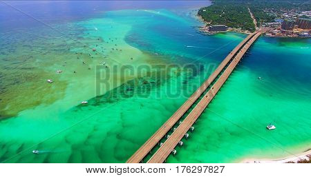 Destin. Redneck Beach. Florida. Panama City. Bridge Aerial View. Eglin Beach Park