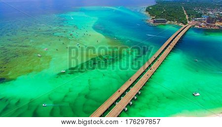 Destin. Redneck Beach. Florida. Panama City. Bridge Aerial View. Eglin Beach Park