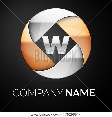 Letter W vector logo symbol in the colorful circle on black background. Vector template for your design