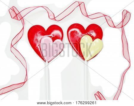 hearts red lollipops love concept valentine's day
