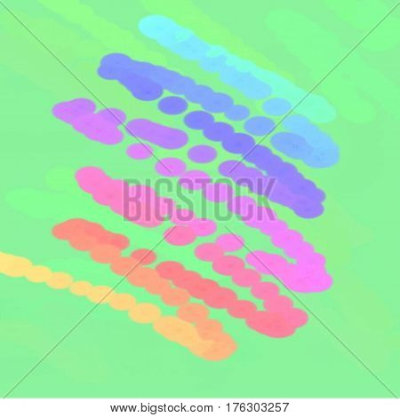 Abstract background of spots of blue and green and pink and yellow spreading paint light and dark throughout the drawing