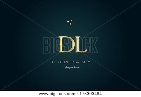 Dl D L  Gold Golden Luxury Alphabet Letter Logo Icon Template