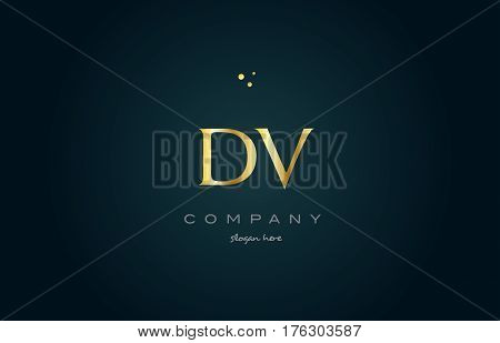 Dv D V  Gold Golden Luxury Alphabet Letter Logo Icon Template