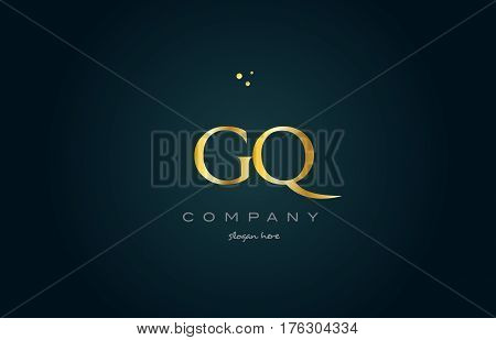 Gq G Q  Gold Golden Luxury Alphabet Letter Logo Icon Template
