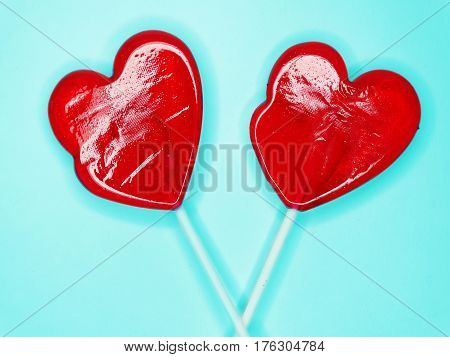 hearts red lollipops love concept valentine's day
