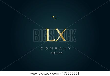 Lx L X  Gold Golden Luxury Alphabet Letter Logo Icon Template