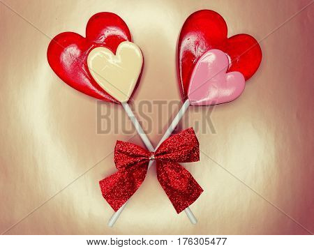hearts red lollipops love concept valentine's day