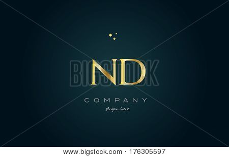 Nd N D  Gold Golden Luxury Alphabet Letter Logo Icon Template