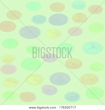 Abstract background of spots of blue and green and pink and yellow spreading paint light and dark throughout the drawing