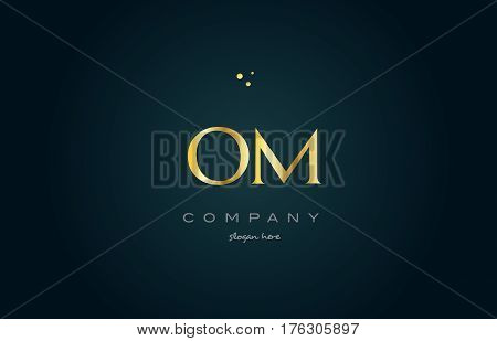 Om O M  Gold Golden Luxury Alphabet Letter Logo Icon Template