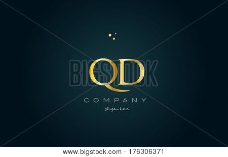 Qd Q D  Gold Golden Luxury Alphabet Letter Logo Icon Template