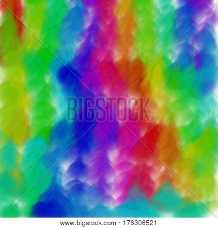 Abstract background of spots of blue and green and pink and yellow spreading paint light and dark throughout the drawing
