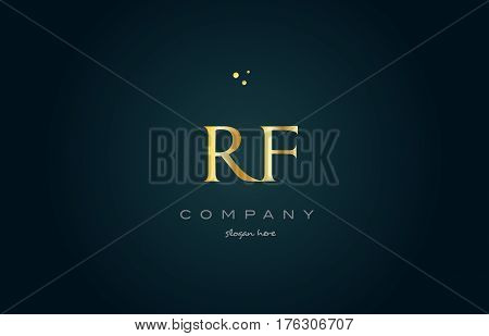 Rf R F  Gold Golden Luxury Alphabet Letter Logo Icon Template