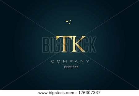 Tk T K  Gold Golden Luxury Alphabet Letter Logo Icon Template