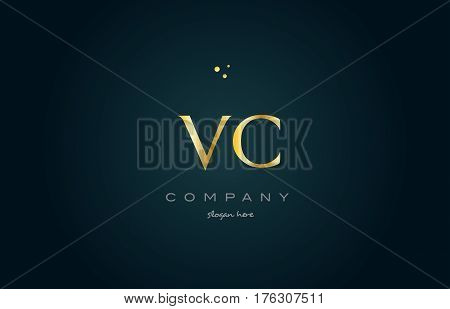 Vc V C  Gold Golden Luxury Alphabet Letter Logo Icon Template