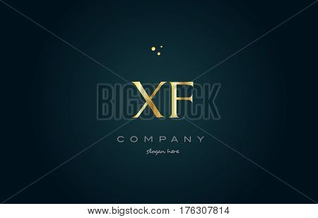 Xf X F  Gold Golden Luxury Alphabet Letter Logo Icon Template
