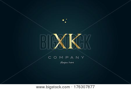 Xk X K  Gold Golden Luxury Alphabet Letter Logo Icon Template