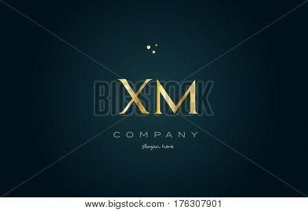 Xm X M  Gold Golden Luxury Alphabet Letter Logo Icon Template