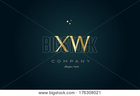Xw X W  Gold Golden Luxury Alphabet Letter Logo Icon Template