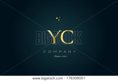 Yc Y C  Gold Golden Luxury Alphabet Letter Logo Icon Template