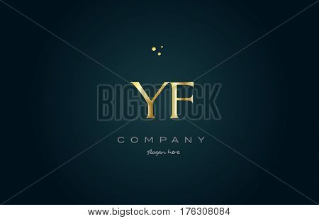 Yf Y F  Gold Golden Luxury Alphabet Letter Logo Icon Template