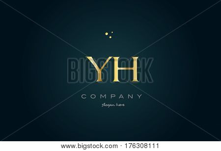 Yh Y H  Gold Golden Luxury Alphabet Letter Logo Icon Template