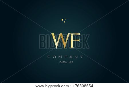 Wf W F  Gold Golden Luxury Alphabet Letter Logo Icon Template