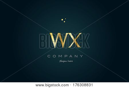 Wx W X  Gold Golden Luxury Alphabet Letter Logo Icon Template