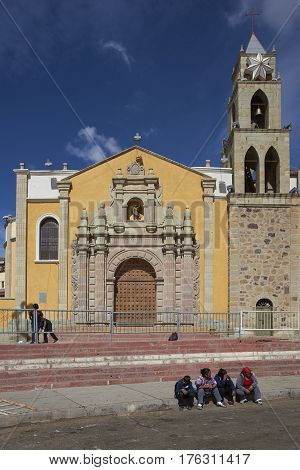 ORURO, BOLIVIA - FEBRUARY 24, 2017: Historic church 
