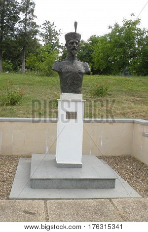 Statue of an hero in Marasesti, memorial from the WWI. In Moldavia, Romania