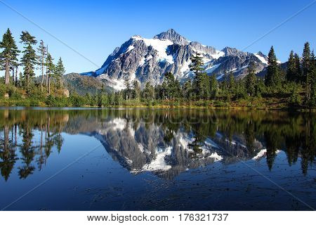 Picture Lake and Mount Shuksan Mount Baker Washington State