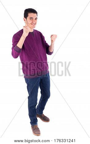 Young man smiling - isolated on white