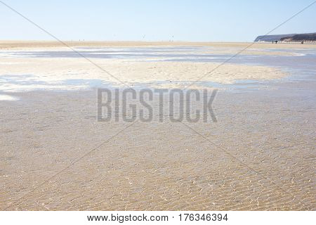 Incredible view of Costa Calma beach, blue lagoon. Playa Barca, Fuerteventura, Canary islands, Spain