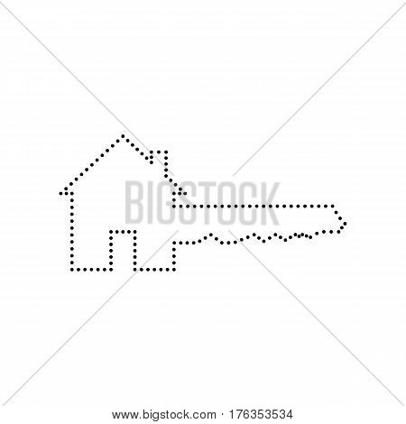 Home Key sign. Vector. Black dotted icon on white background. Isolated.