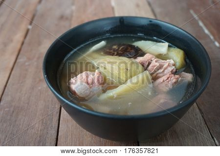 Gourd steamed pork ribs is Asia tranditional soup food
