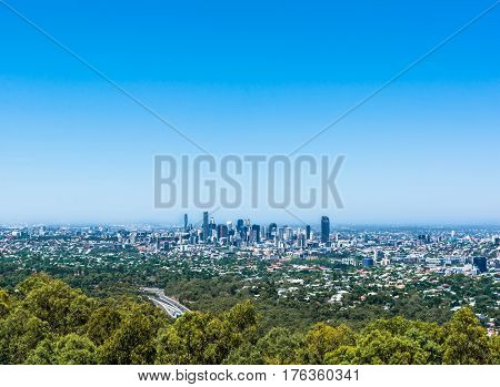 The panoramic view of Brisbane from Mt-Coot-Tha Lookout, Queensland, Australia