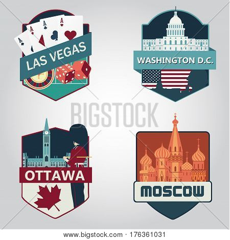 World attraction vector illustration icon banner design