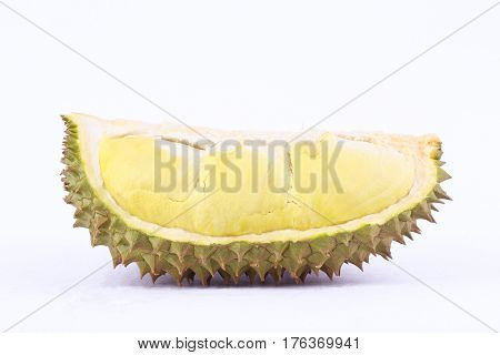 yellow durian  mon thong and durian peeled is king of fruits durian and  fruit plate tropical durian on white background healthy durian fruit food isolated