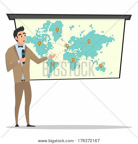 Business characters. Project presentation. Vector illustration in cartoon style.