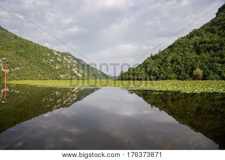 Lake Shkod also called Scutari, Skadar and Shkodra lies on the border of Albania and Montenegro, the largest lake in the Southern Europe