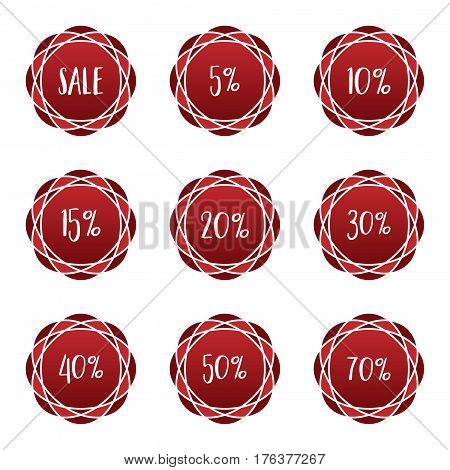 sale percentage red sticker badge label set,vector Illustration EPS10