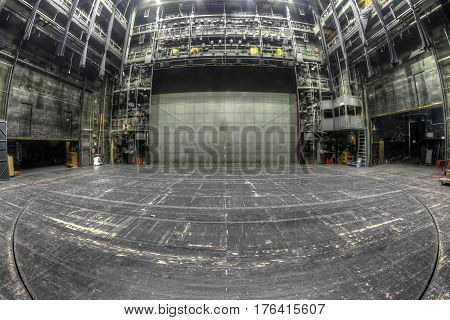 Stage in the old and abandoned theatre