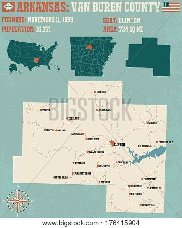 Large and detailed map of Van Buren County in Arkansas.