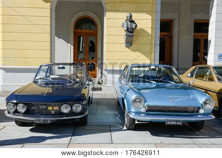 Exhibition Of Vintage Cars At Varallo Sesia Village, Piedmont, Italy