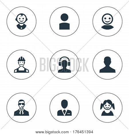 Vector Illustration Set Of Simple Human Icons. Elements Proletarian, Male User, Little Girl And Other Synonyms Insider, Worker And Profile.