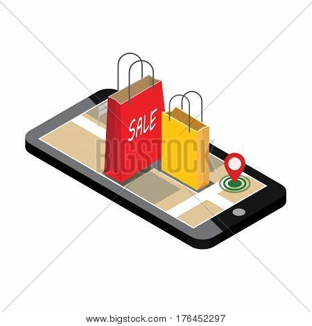 Online mobile shop store sale delivery shopping concept.