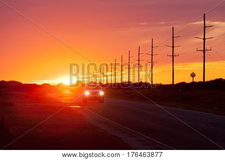 Sunset Highway Traffic Hatteras Island Obx Nc Us