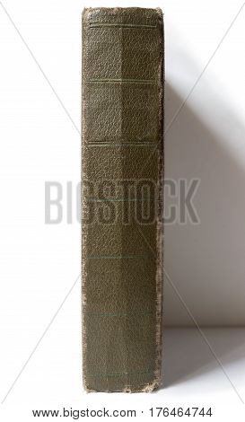 vintage books on the shelf on a white background